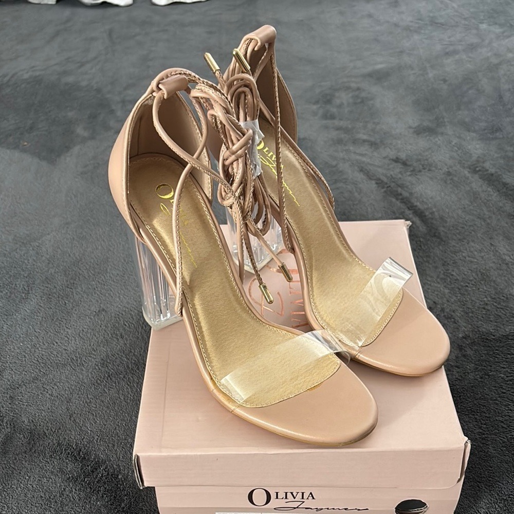 Women's‎ Tan Lace-Up Heeled Sandals